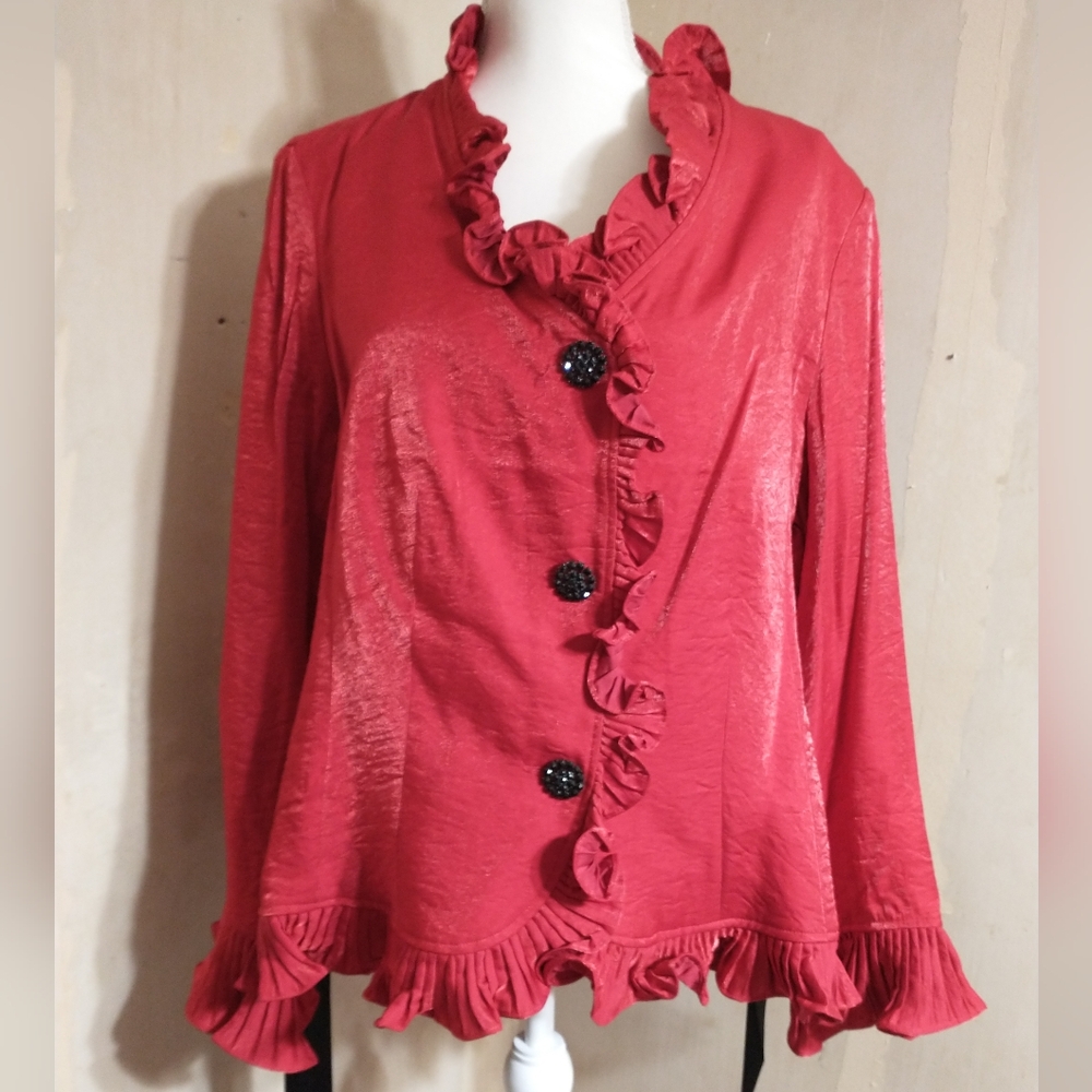 Jerry T Ruffled Red Jacket - Picture 11 of 11